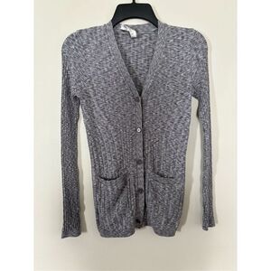Athleta Revolve Seamless Cardigan Sweater SZ XS Gray Heather Modal Blend Ribbed